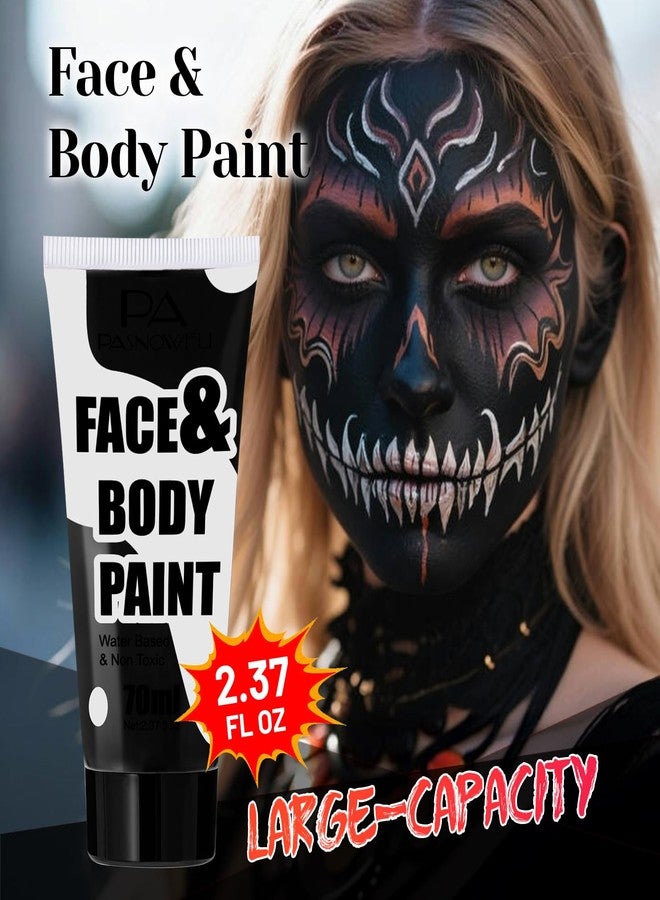 PASNOWFU Black Face Paint 70ml - Professional Water-Based Full Coverage Body Paint for Skeleton, Clown & Vampire Looks, Non-Toxic Washable Face Body Paint for Adults Halloween SFX Cosplay Makeup - Image 2